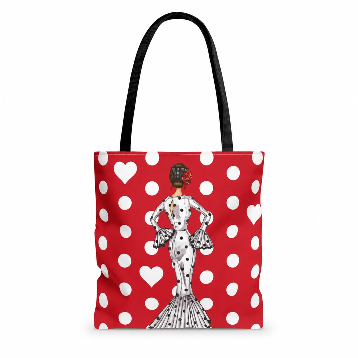 Bolsa tote Málaga flamenca María Blanco fondo rojo 1