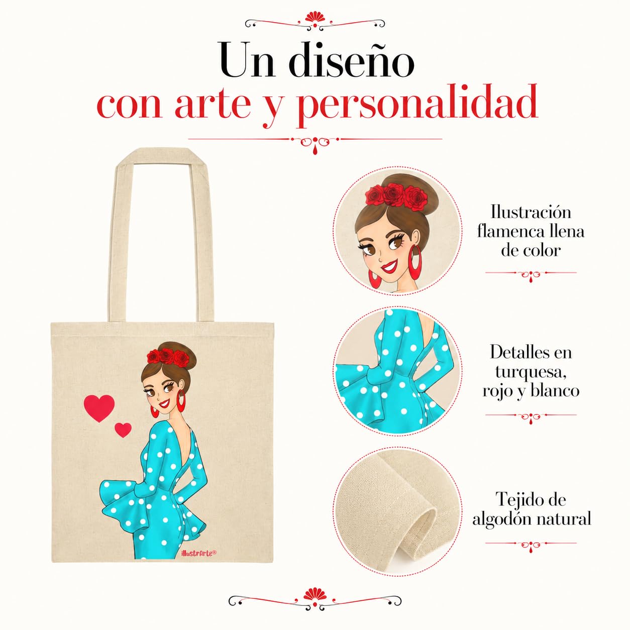 Bolsa tote Cádiz flamenca Paquita turquesa 3