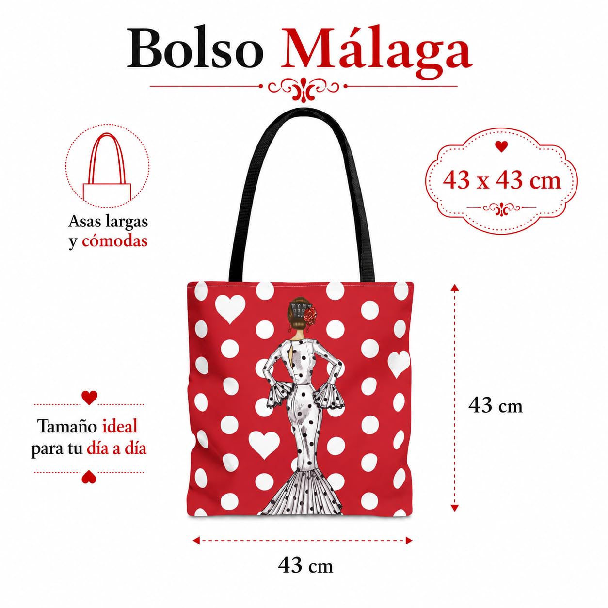 Bolsa tote Málaga flamenca María Blanco fondo rojo 7