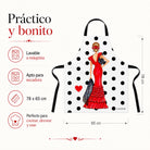 Delantal flamenca illustrArte – Manuela, fondo blanco con lunares – vista 5