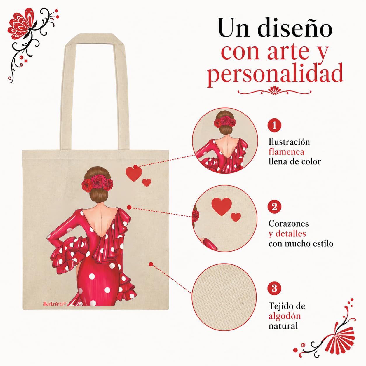 Bolsa tote Cádiz flamenca Macarena roja 3