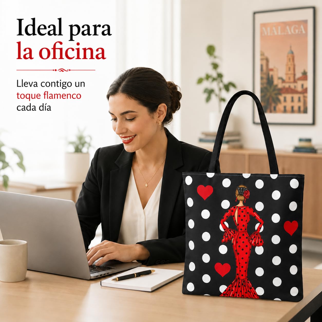 Bolsa tote Málaga flamenca María Rojo con lunares 4