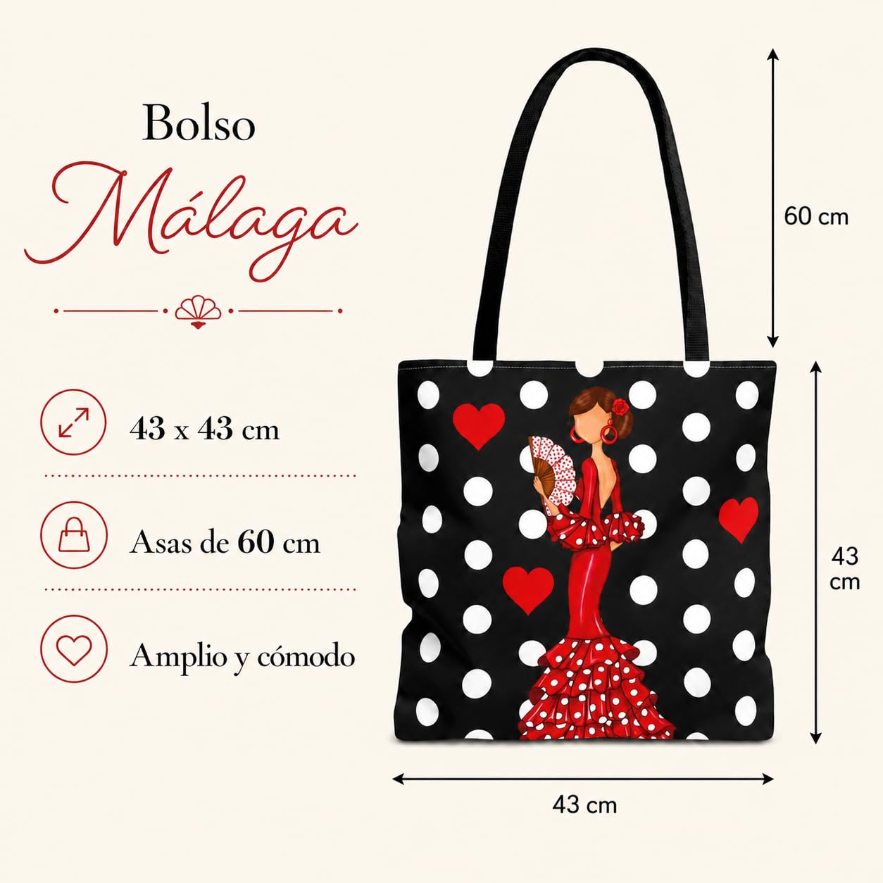 Bolsa tote Málaga flamenca Pepa con lunares 2