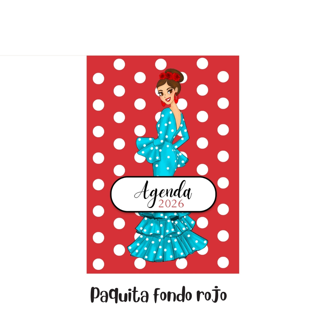 Agenda Flamenca 2026 “Paquita” – 2 Días por Página – Ilustraciones Flamencas – Eventos Flamencos del Año – Diseño illustrArte