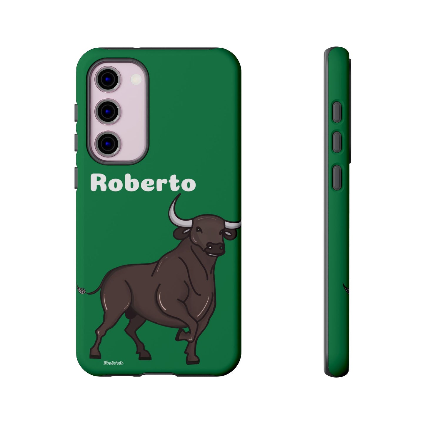 una funda de teléfono con un toro en ella