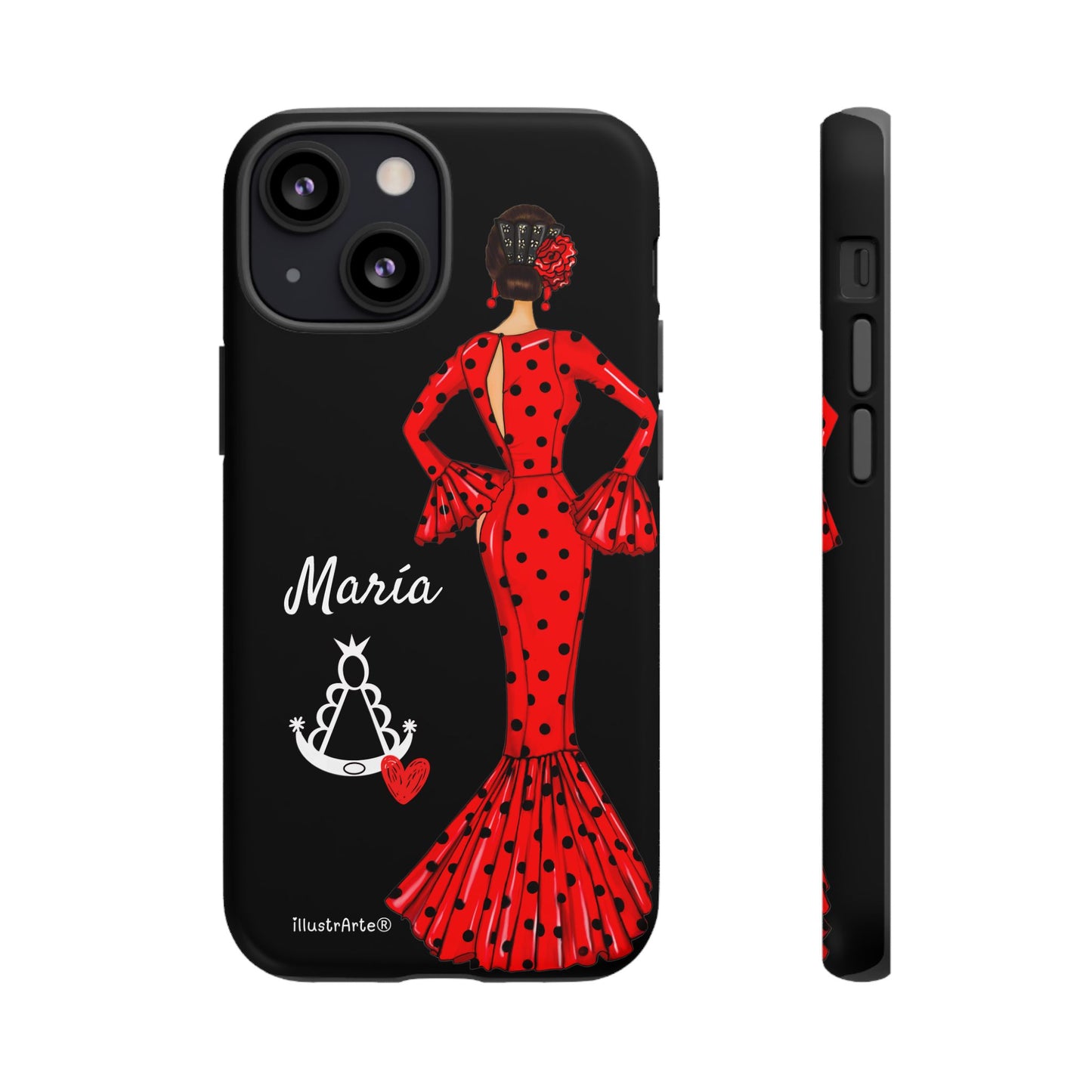 Personalized phone case Maria red hair dark background black – for iPhone, Samsung, Pixel