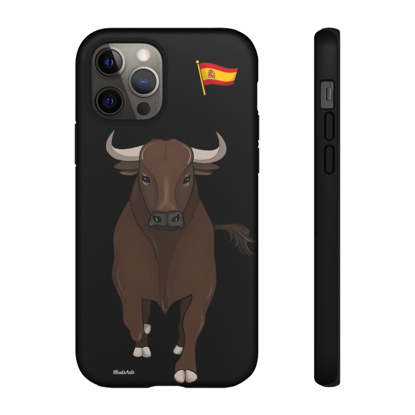 una funda de teléfono con un toro en ella