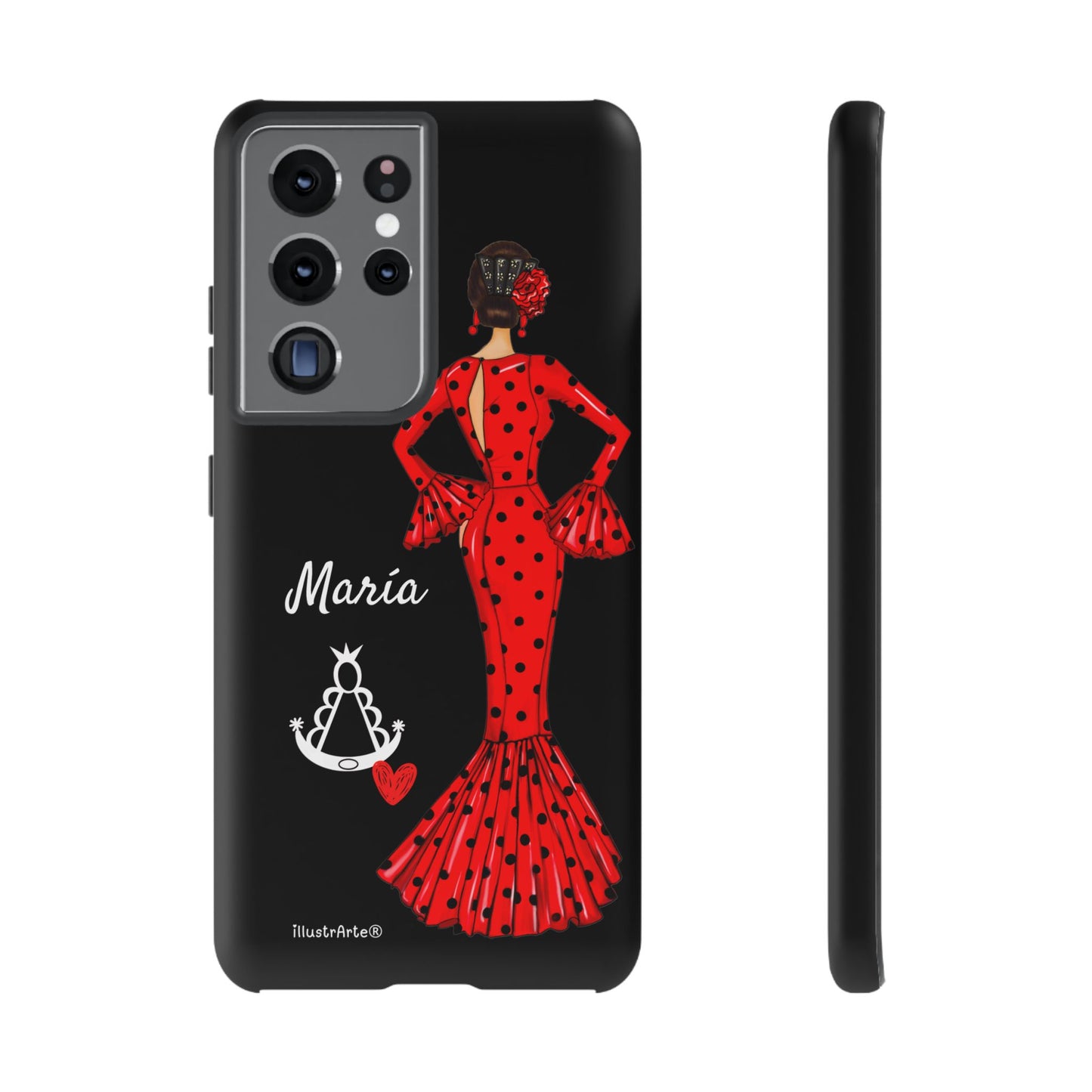 Personalized phone case Maria red hair dark background black – for iPhone, Samsung, Pixel