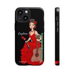 Personalised phone case flamenco dancer Cayetana, black background for iPhone 13 Mini, gloss finish – illustrArte