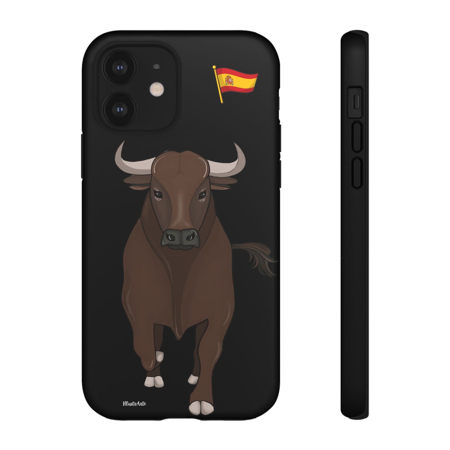 una funda de teléfono con un toro en ella