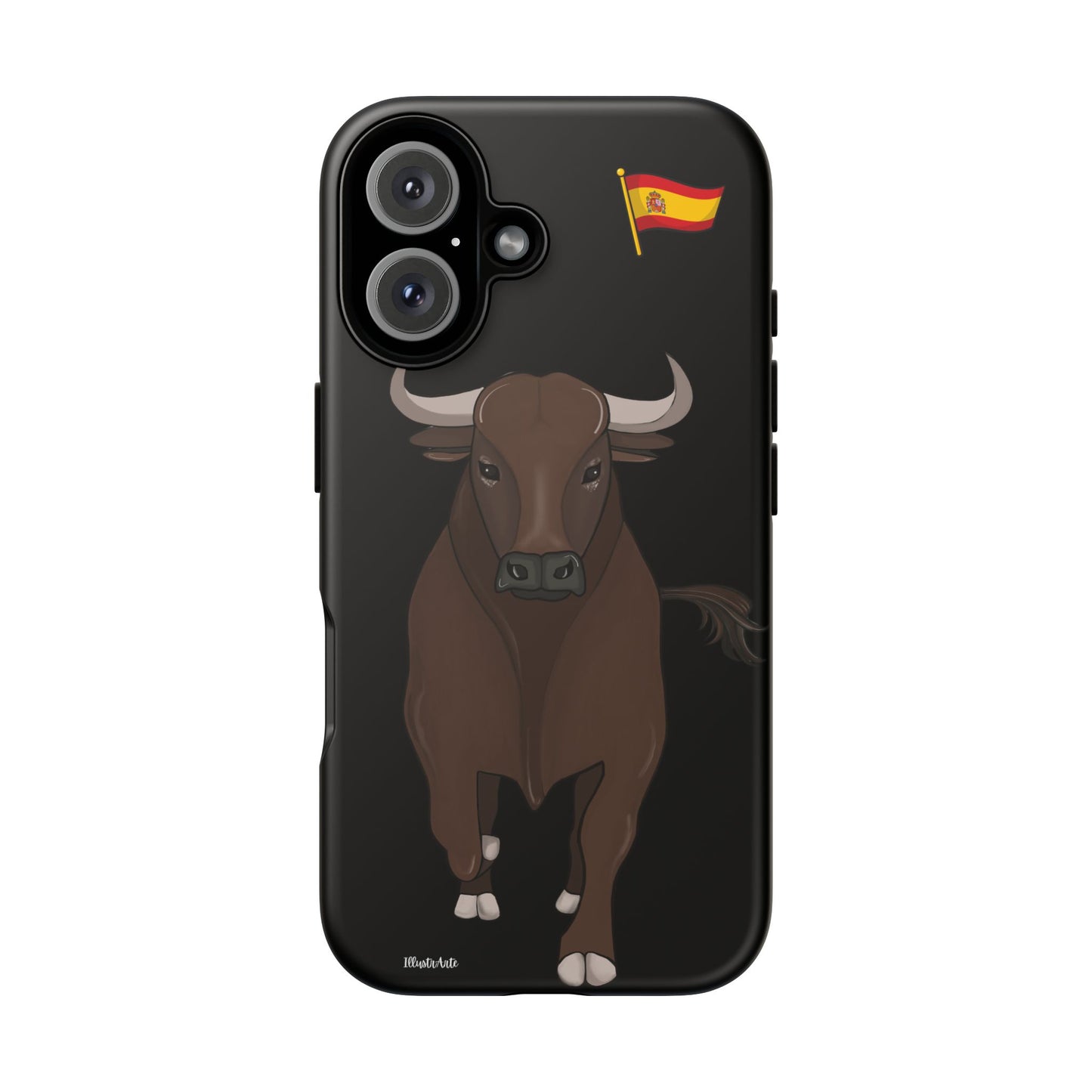 una funda de teléfono con una imagen de un toro