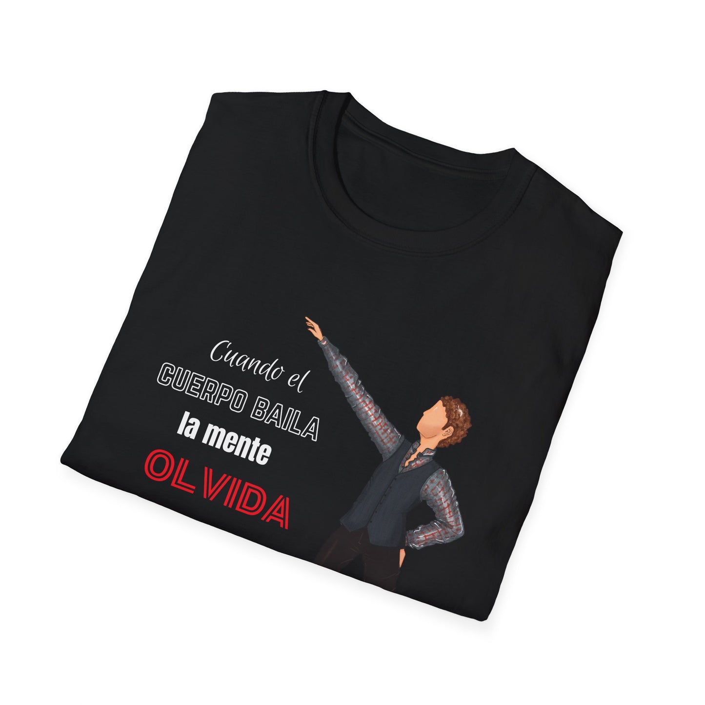 Camiseta hombre personalizable - Modelo flamenco Javier frase cuando el cuerpo baila la mente olvida