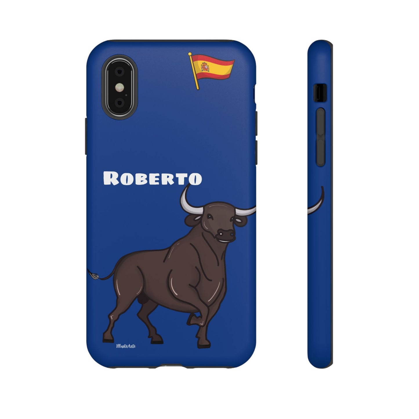 una funda de teléfono con un toro en ella