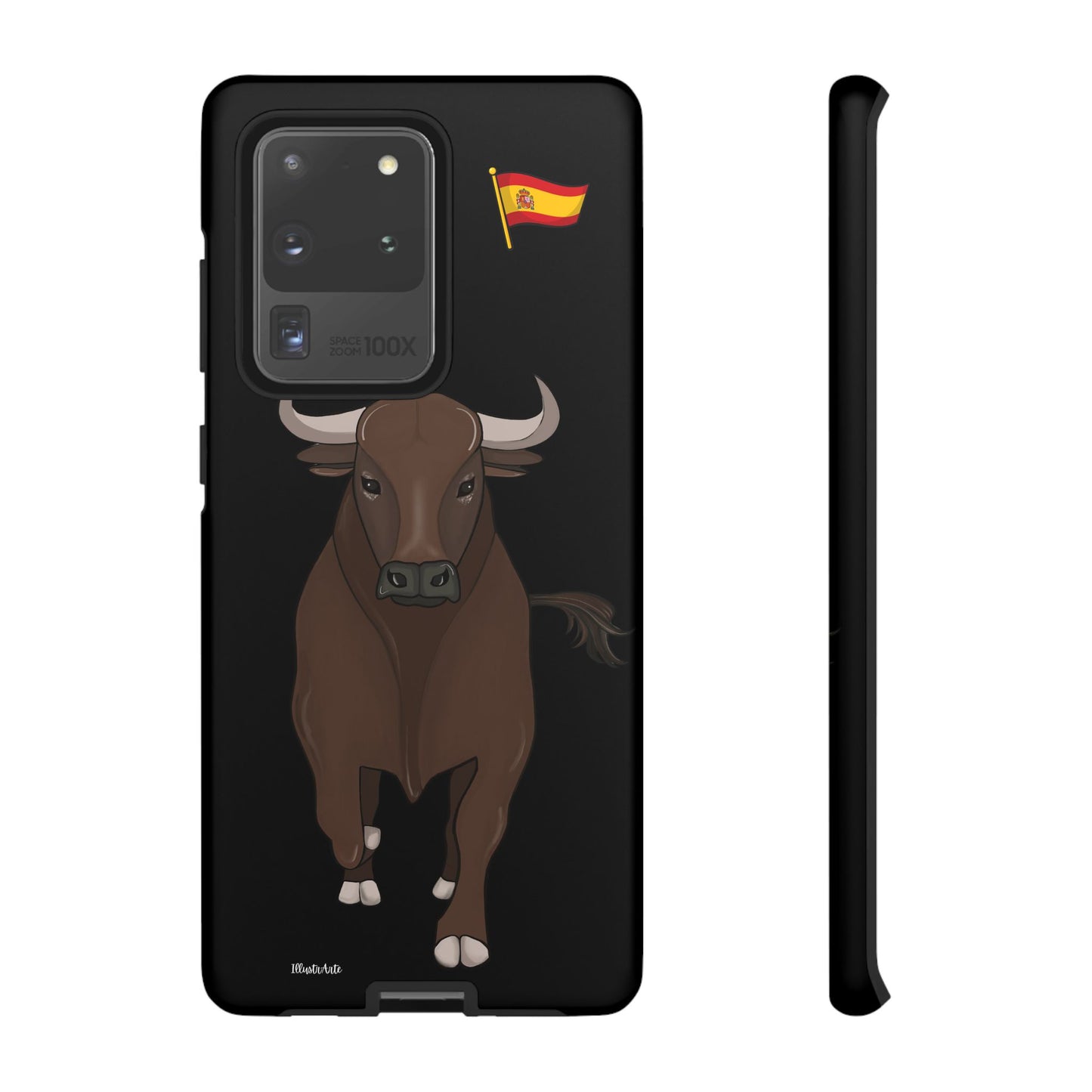 una funda de teléfono con un toro en ella