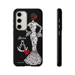 Personalised phone case flamenco dancer María Blanco, with the Virgen del Rocío for Samsung Galaxy S23, gloss finish – illustrArte