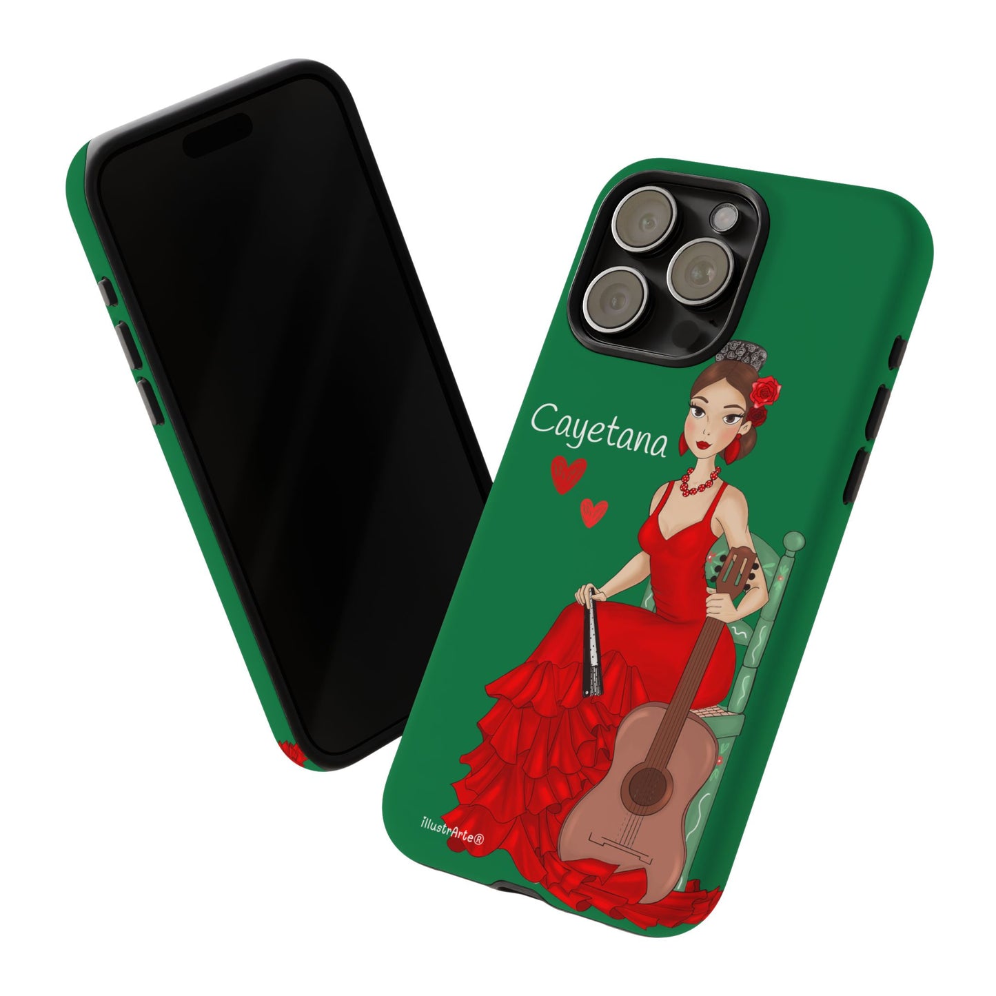 Cayetana personalized phone case with green background – for iPhone, Samsung, Pixel