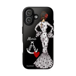 Funda de móvil personalizable Flamenca María Blanco con Virgen del Rocío para iPhone 17, acabado brillante – illustrArte