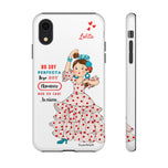 Personalised phone case flamenco dancer Lolita, with quote for iPhone XR, gloss finish – illustrArte