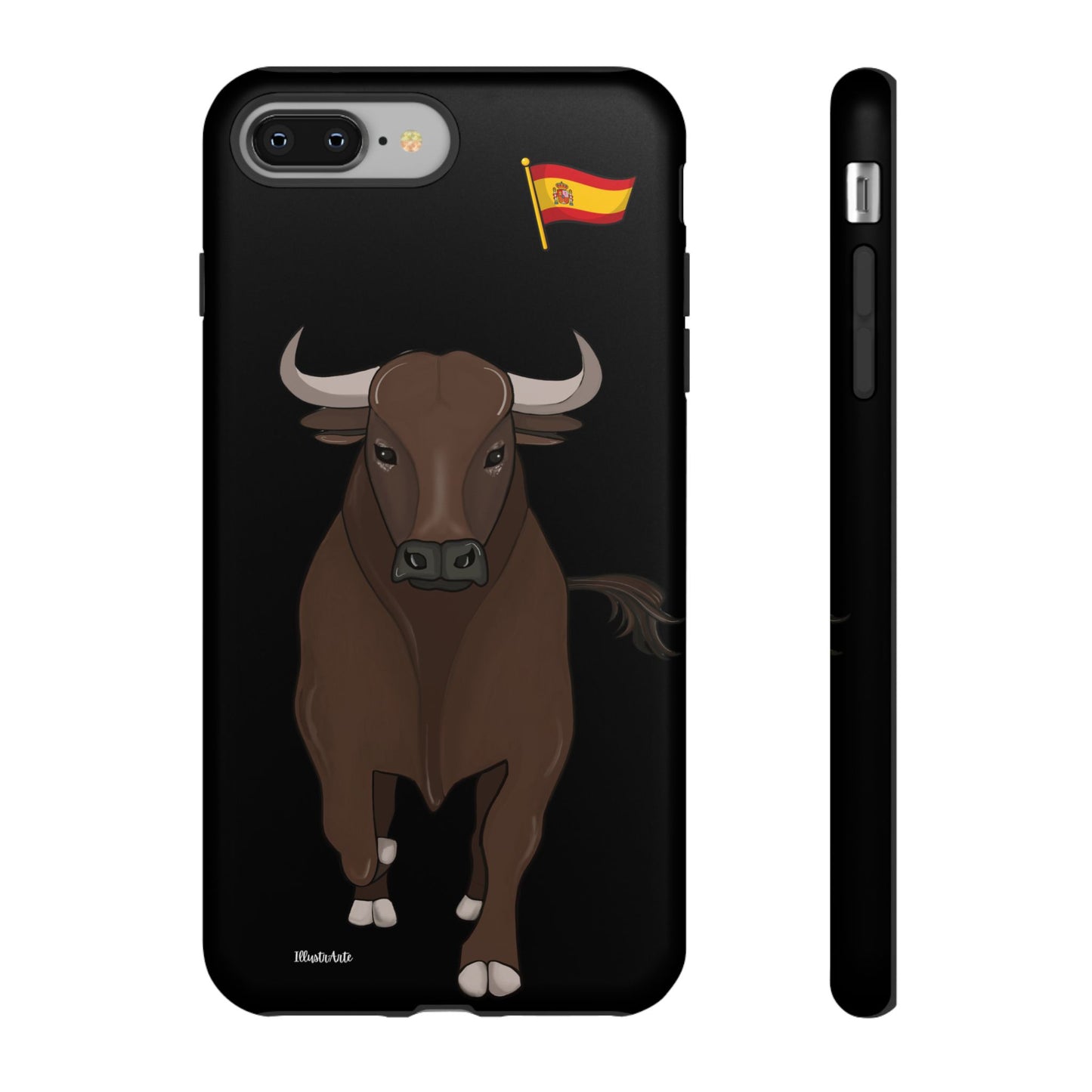 una funda de teléfono con un toro en ella