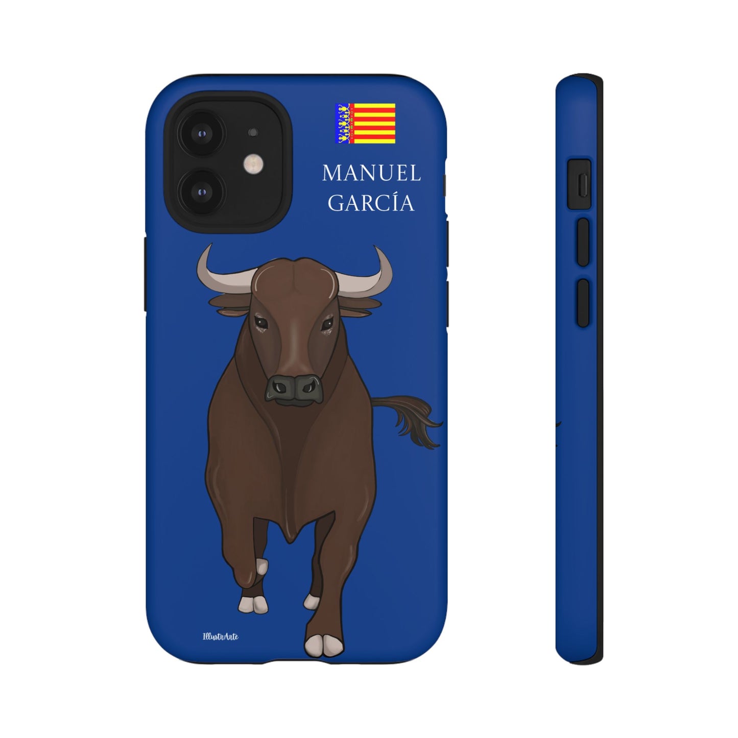 una funda de teléfono con una imagen de un toro