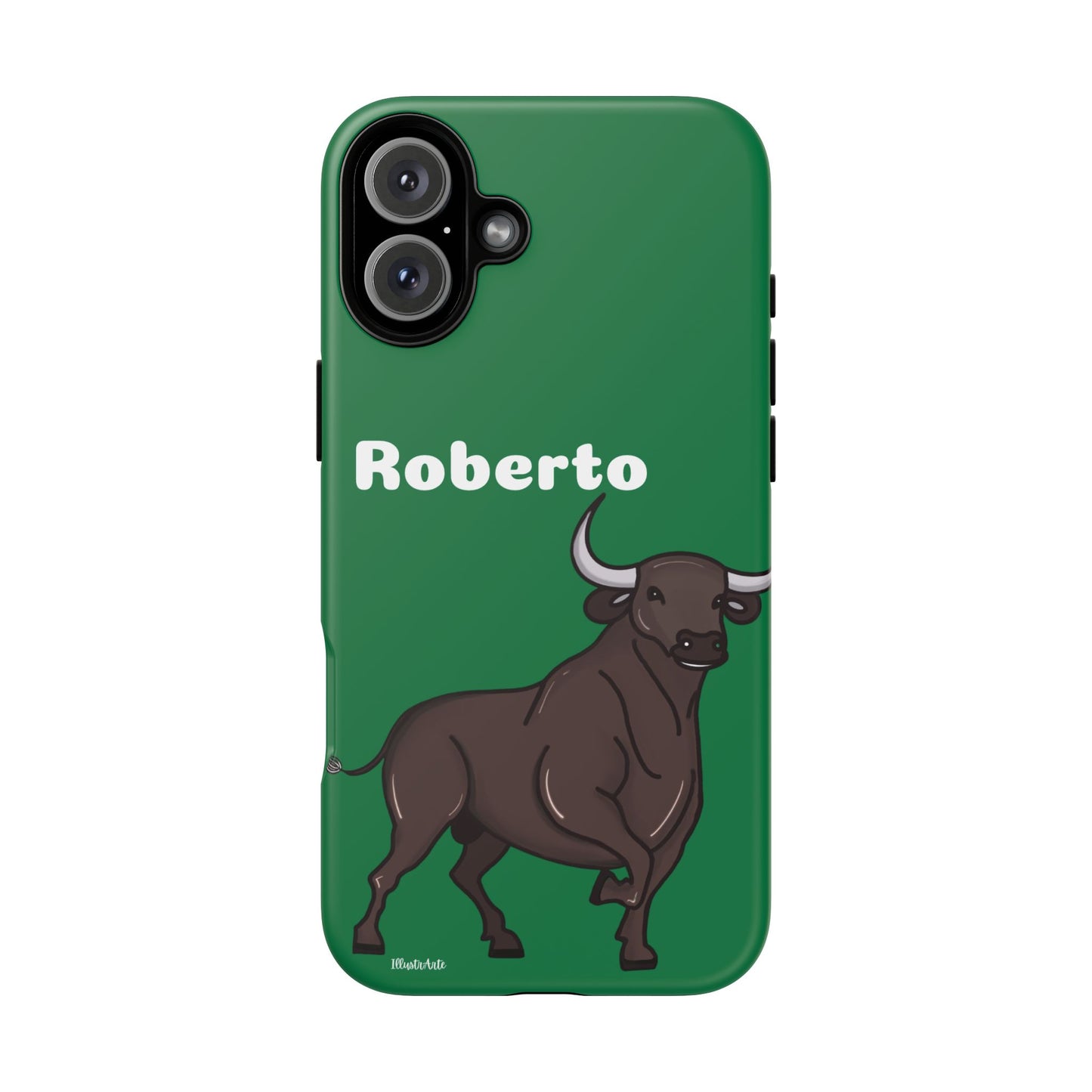 una funda de teléfono con un toro en ella