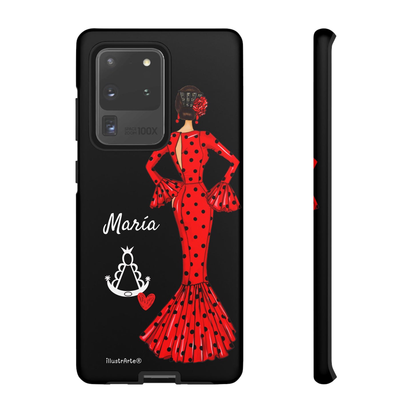 Personalized phone case Maria red hair dark background black – for iPhone, Samsung, Pixel