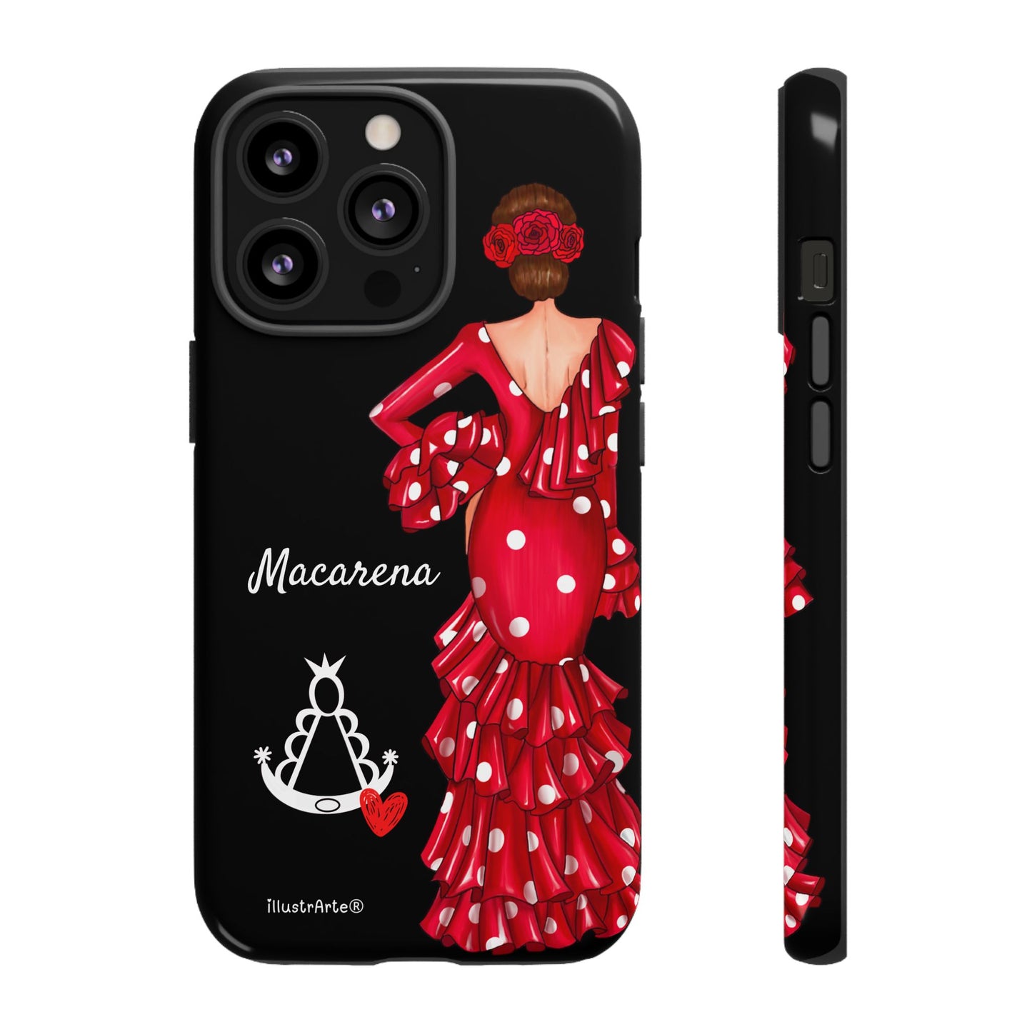 Funda de teléfono personalizada Macarena negro – para iPhone, Samsung, Pixel