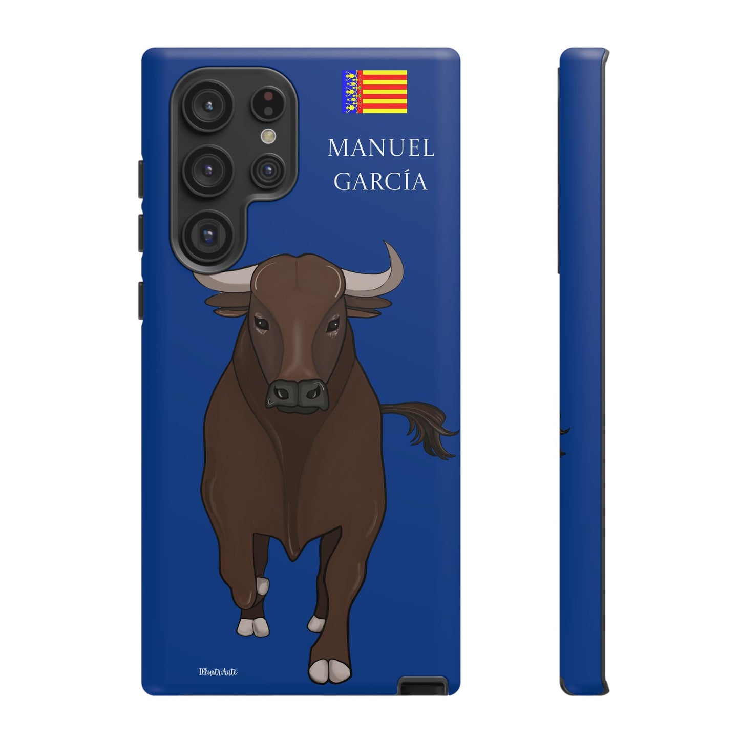 una funda de teléfono con una imagen de un toro