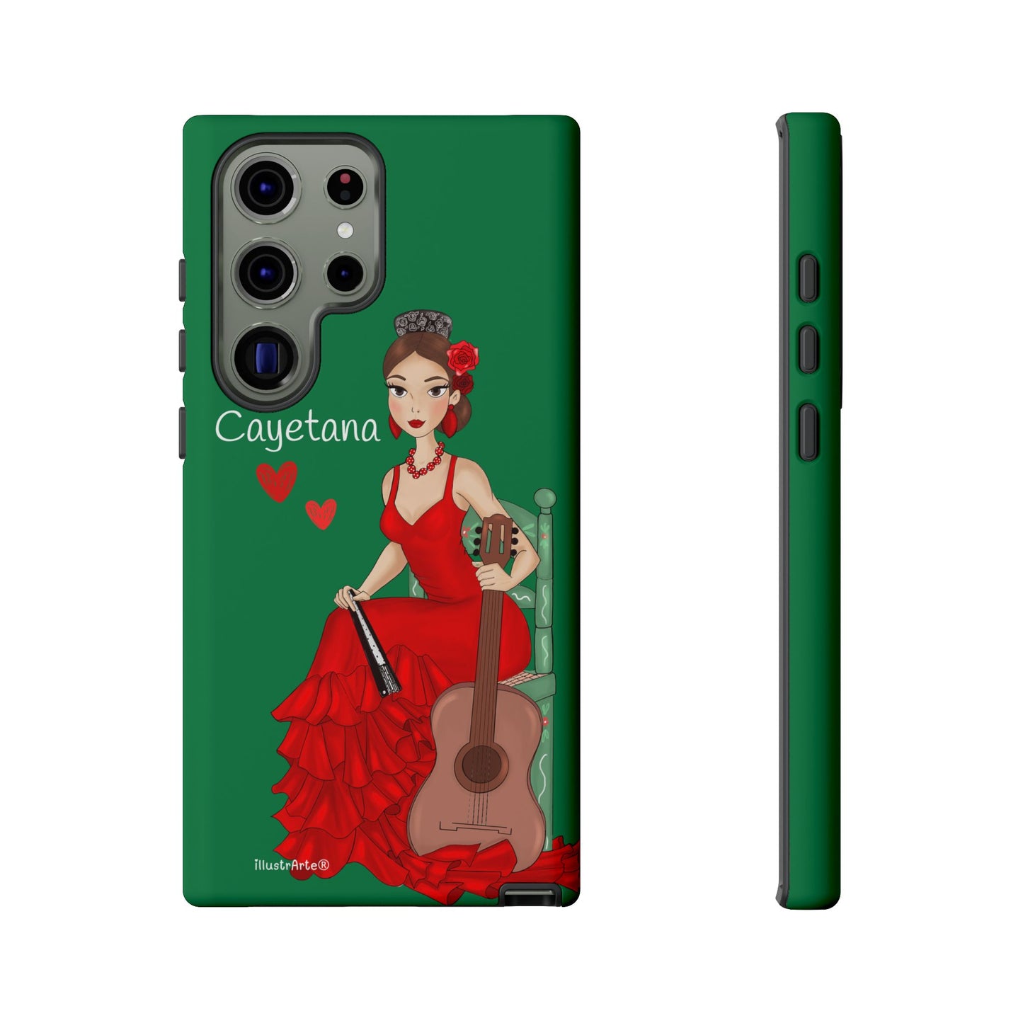 Cayetana personalized phone case with green background – for iPhone, Samsung, Pixel