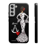 Personalised phone case flamenco dancer María Blanco, with the Virgen del Rocío for Samsung Galaxy S22 Plus, gloss finish – illustrArte