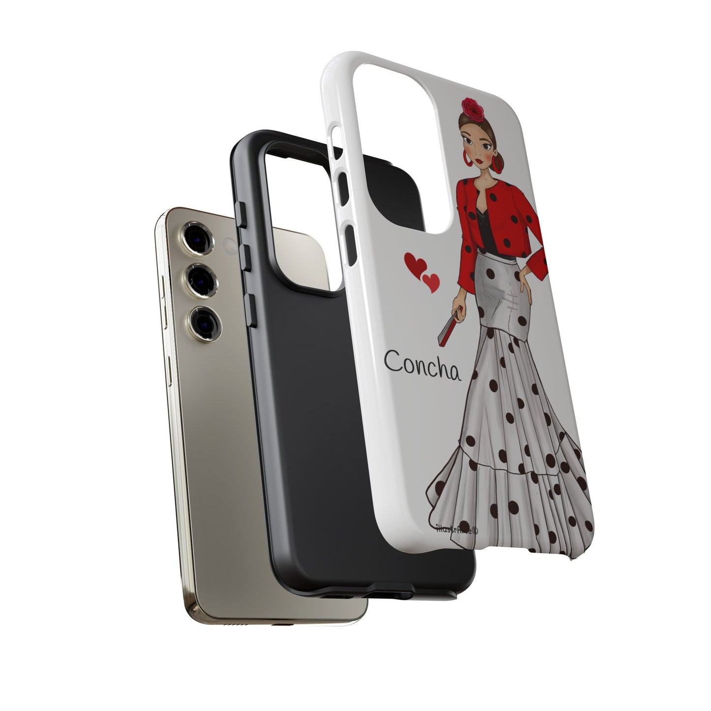 Funda de teléfono personalizable modelo Conchita, ofreciendo opciones de diseño que reflejan una personalidad única.