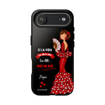 Personalised phone case flamenco dancer Pepa, with quote for iPhone 17 Air, gloss finish – illustrArte