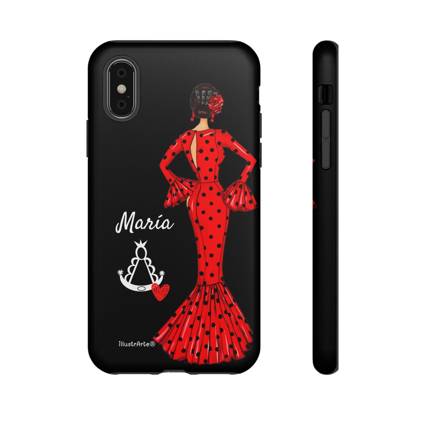 Personalized phone case Maria red hair dark background black – for iPhone, Samsung, Pixel