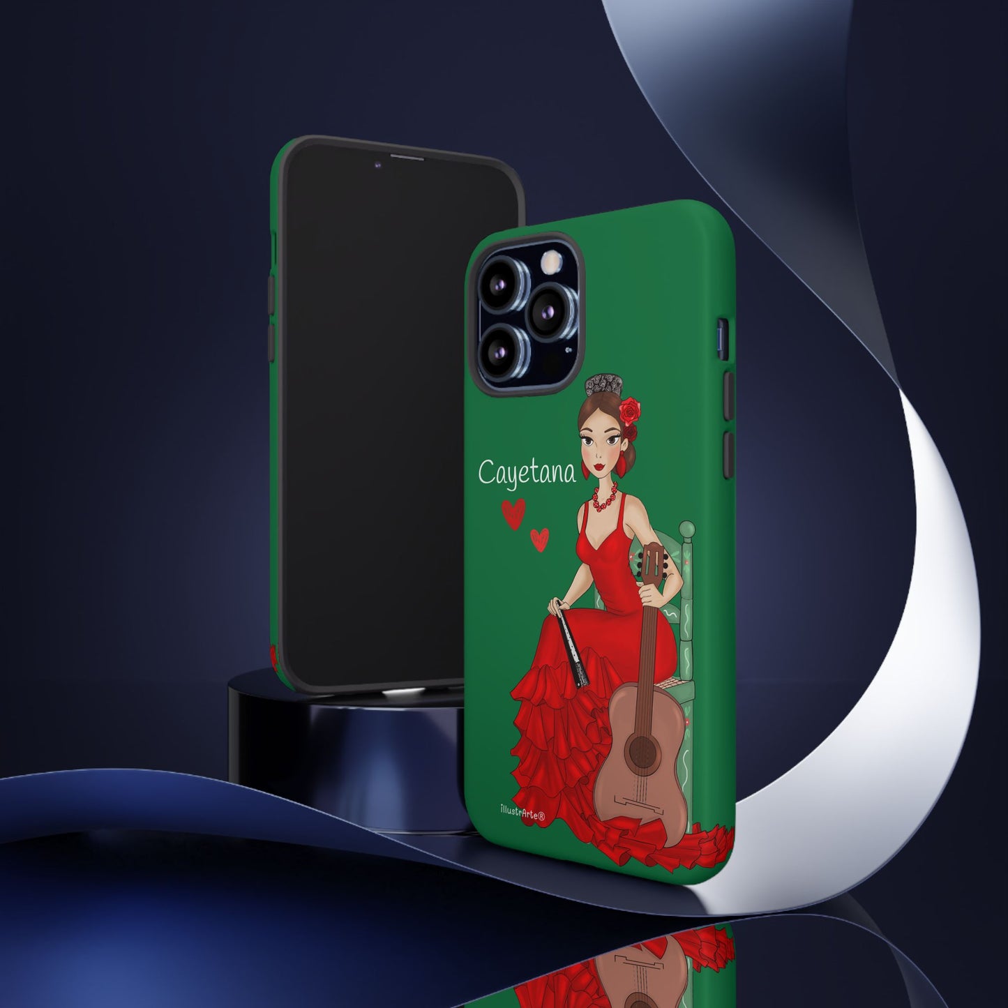Cayetana personalized phone case with green background – for iPhone, Samsung, Pixel