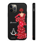 Personalised phone case flamenco dancer Macarena, with a little Virgin Mary for iPhone 12 Pro, gloss finish – illustrArte