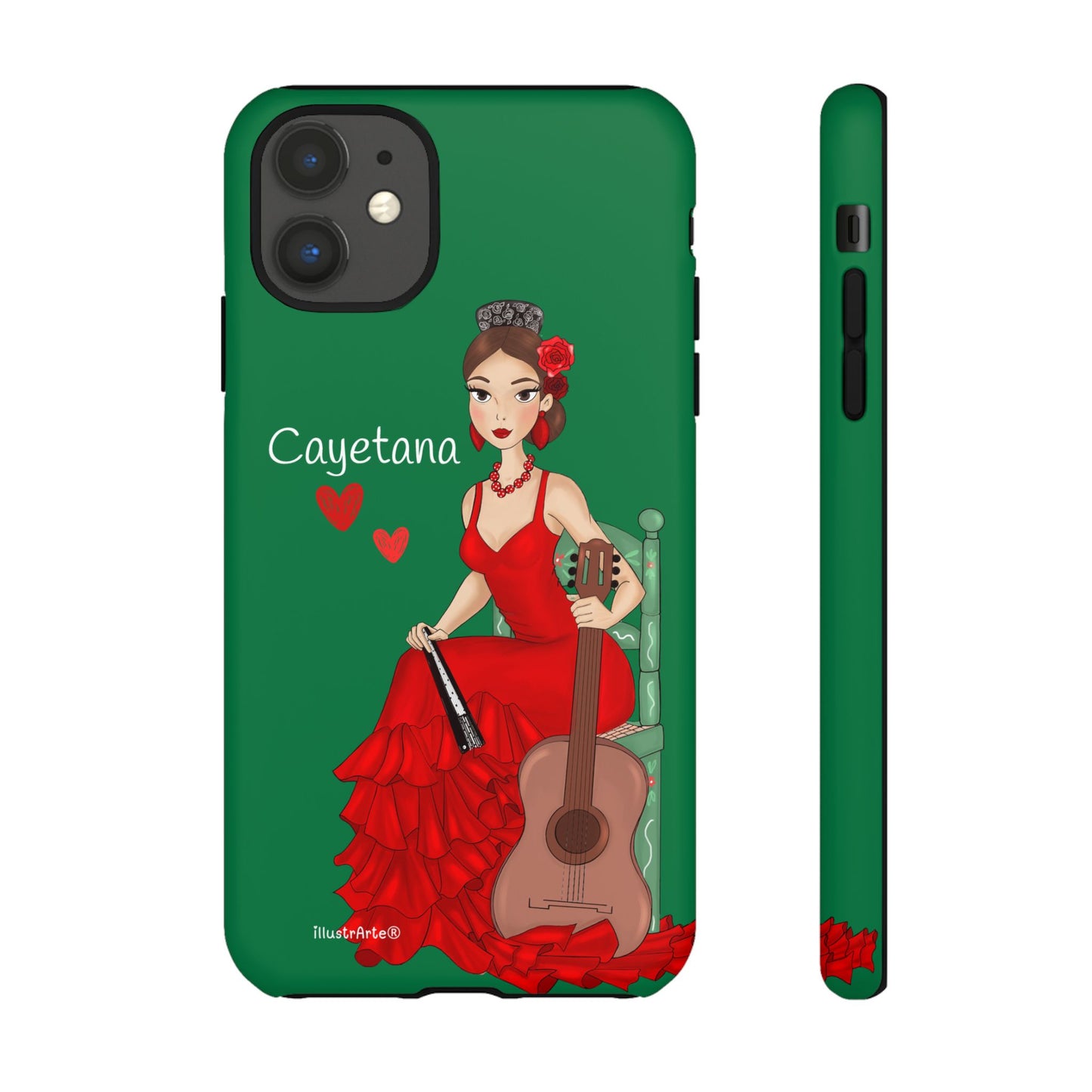 Cayetana personalized phone case with green background – for iPhone, Samsung, Pixel