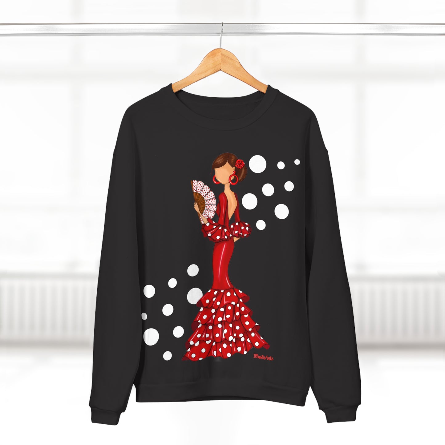 Sudadera Personalizable - Flamenca Pepa, negro con corazones