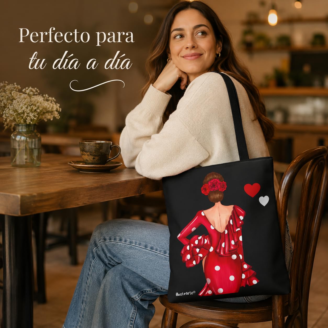 Bolsa tote Málaga flamenca Macarena rojo liso 4