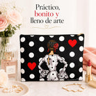 Neceser Granada illustrArte – María Blanco, fondo negro con lunares – vista 6 – imagen Amazon