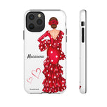 Personalised phone case flamenco dancer Macarena, white background for iPhone 11 Pro, gloss finish – illustrArte