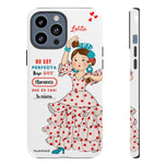 Personalised phone case flamenco dancer Lolita, with quote for iPhone 13 Pro Max, gloss finish – illustrArte