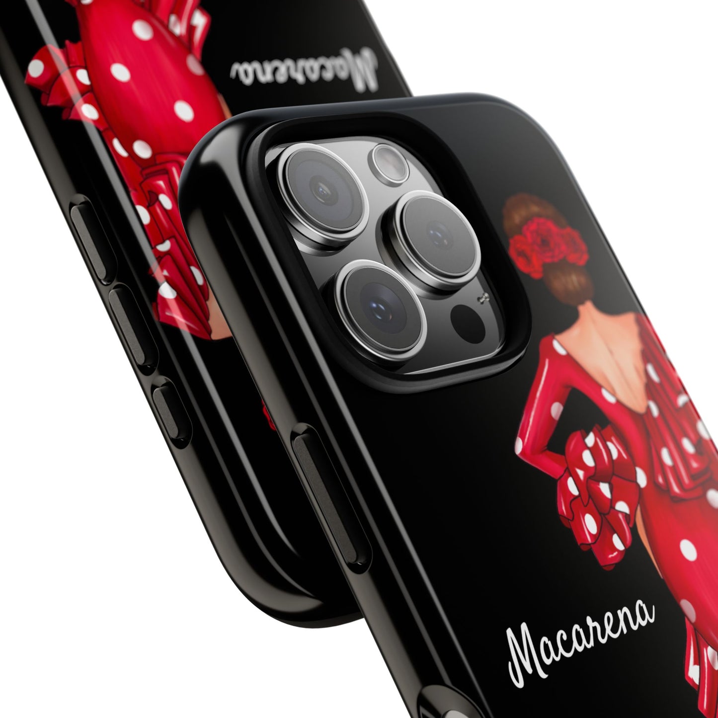Funda de teléfono personalizada Macarena negro – para iPhone, Samsung, Pixel