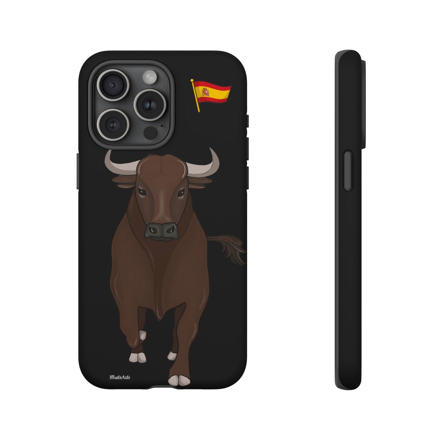 Funda de teléfono toro Manuel en entorno elegante, mostrando su atractivo.