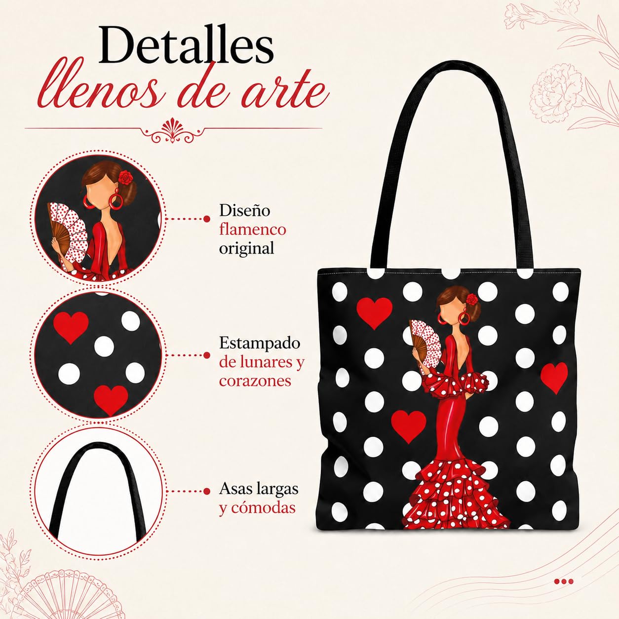 Bolsa tote Málaga flamenca Pepa con lunares 3