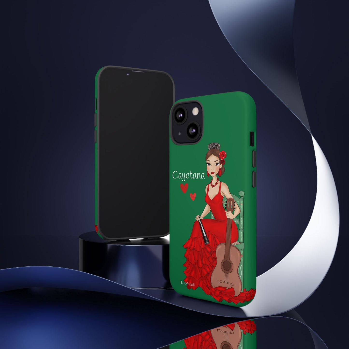 Cayetana personalized phone case with green background – for iPhone, Samsung, Pixel
