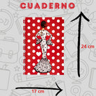 Libreta flamenca illustrArte – María Blanco, tapa roja con lunares – vista 4
