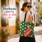 Bolsa tote Málaga flamenca Lucía verde con lunares 2