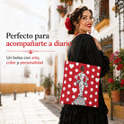 Bolsa tote Málaga flamenca María Blanco fondo rojo 2