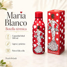 Botella térmica flamenca illustrArte 500 ml – diseño María Blanco, fondo rojo – vista 6