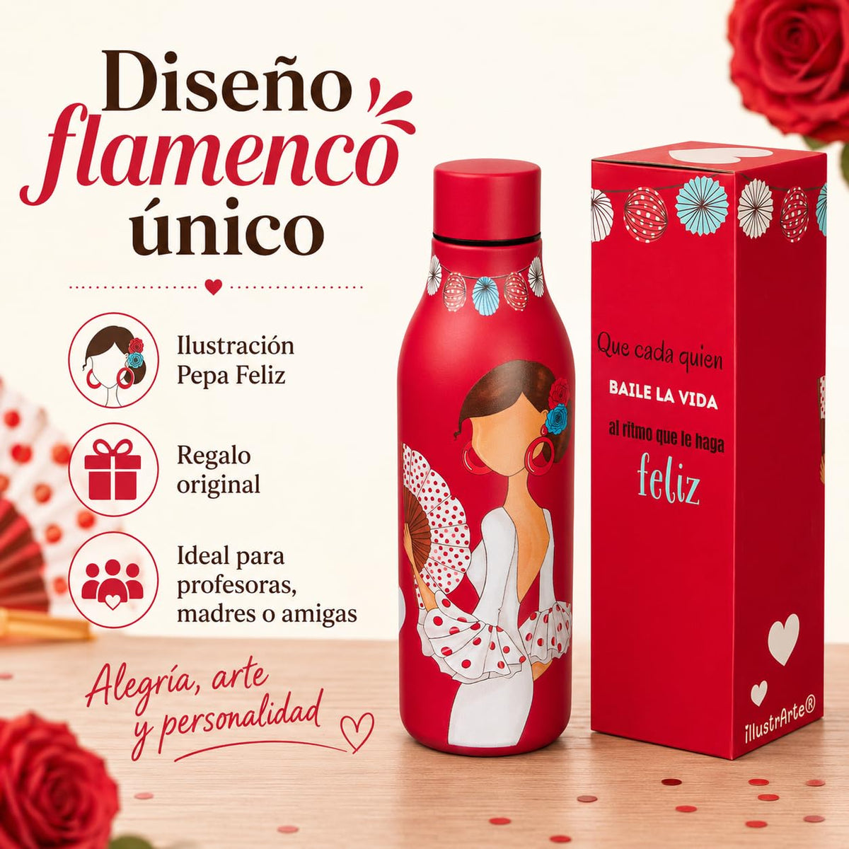 Botella térmica flamenca illustrArte 500 ml – diseño Pepa Feliz – vista 7